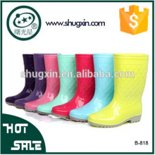 Botas de chuva femininas de PVC sapatos de fundo plano feminino B-818